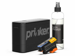 Black temporary tattoo printer with skin primer and ink cartridge
