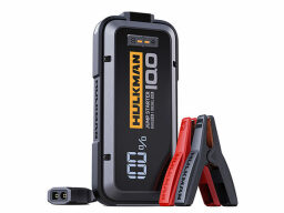 Black battery with red and black clips