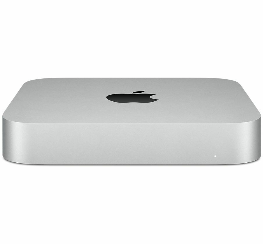 A Mac Mini M1 against a white background.