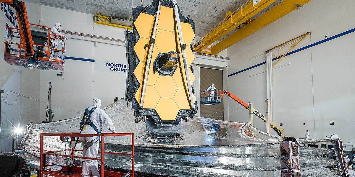 The James Webb Space Telescope's sunshield fully deployed