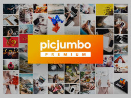 Picjumbo Premium logo over collage