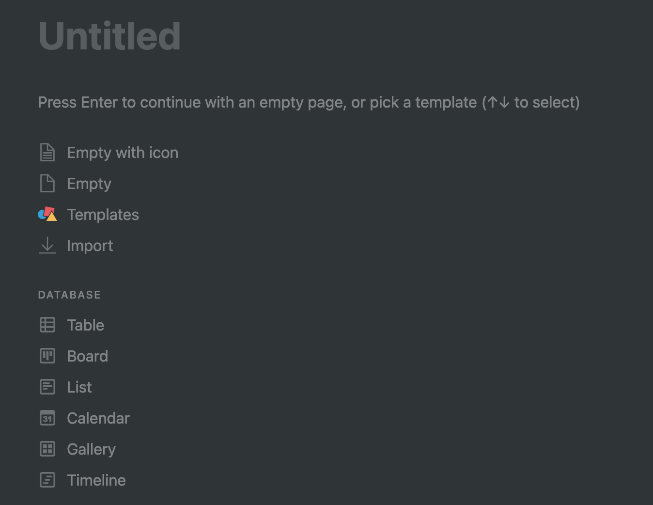 A blank Notion page.