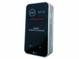Black rectangular device with text saying "laser projection keyboard"