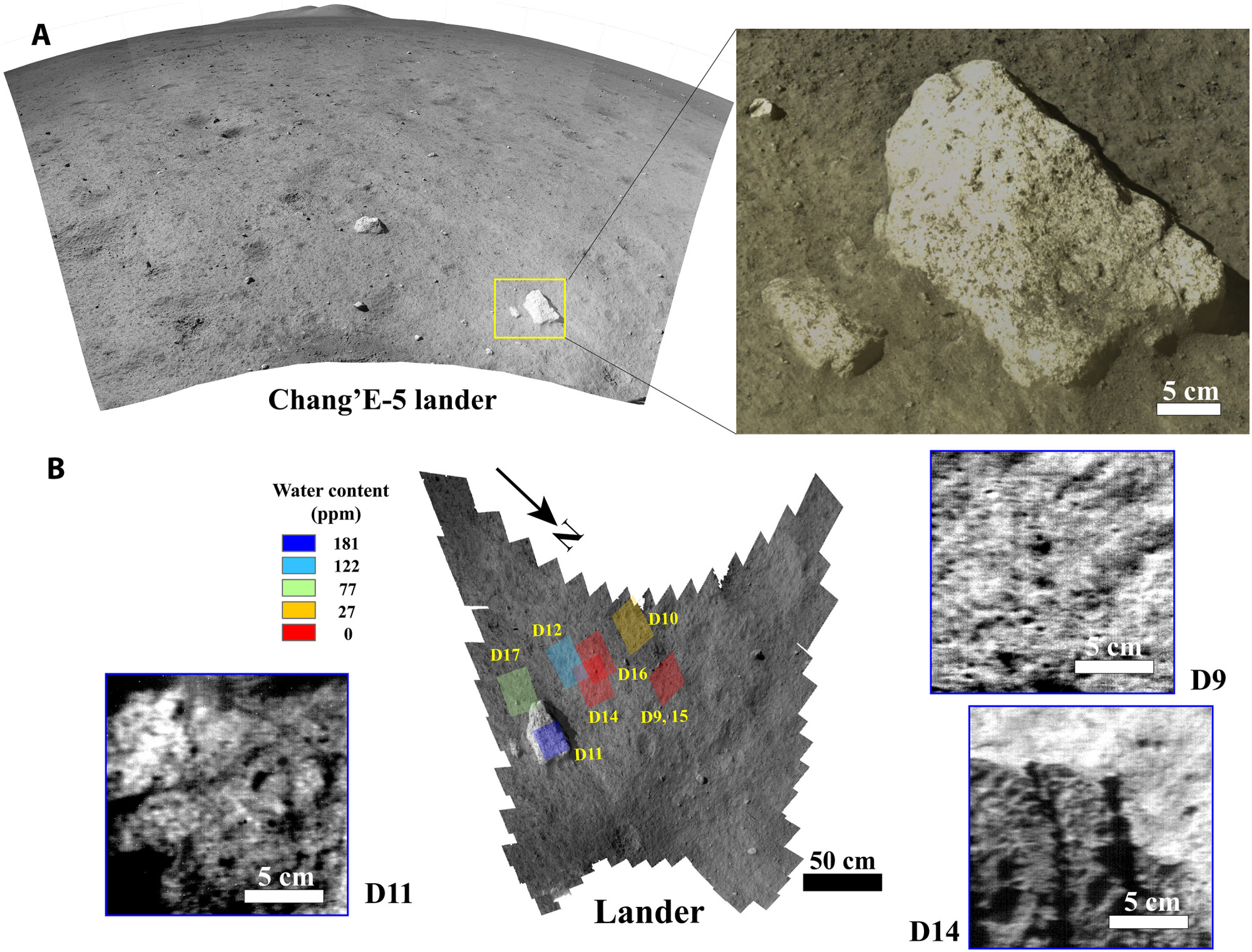 Figure depicting lunar water content in the study