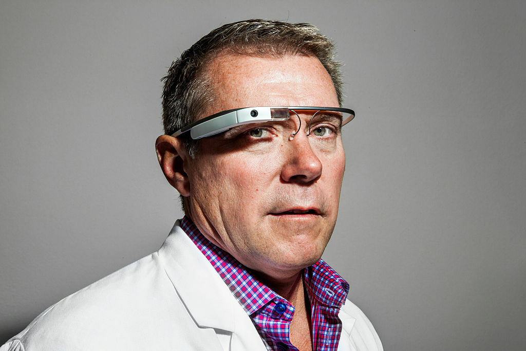 Doctor wearing Google Glass