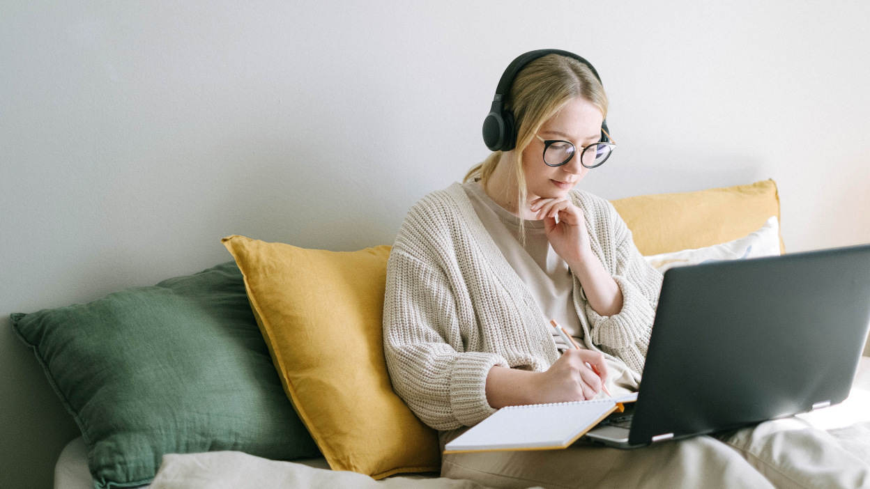 Girl looking at laptop