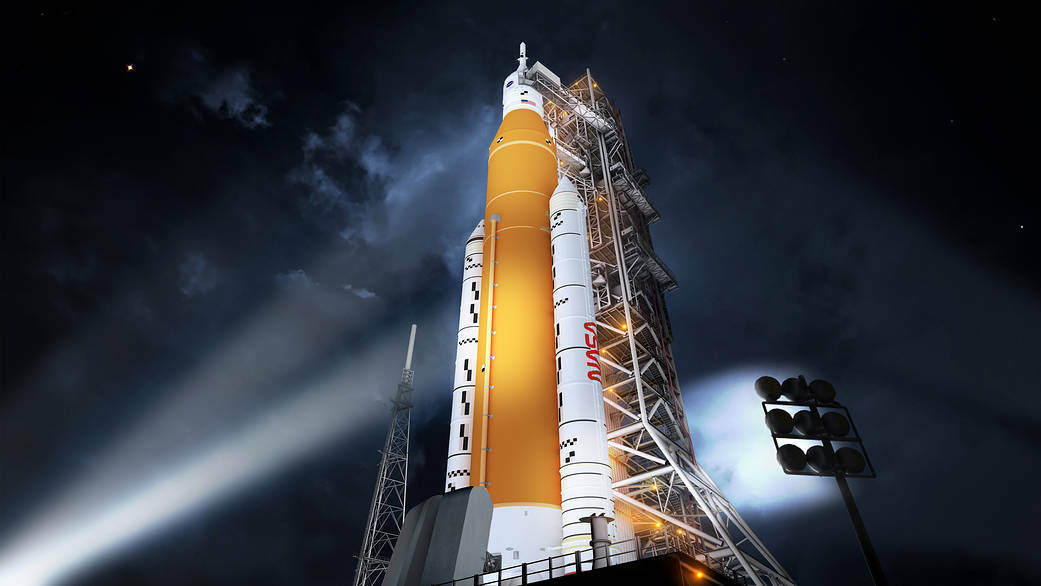 NASA's SLS megarocket on its launchpad