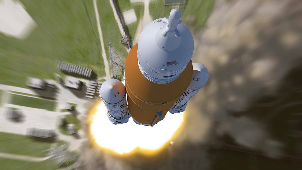 NASA's SLS rocket blasting into space