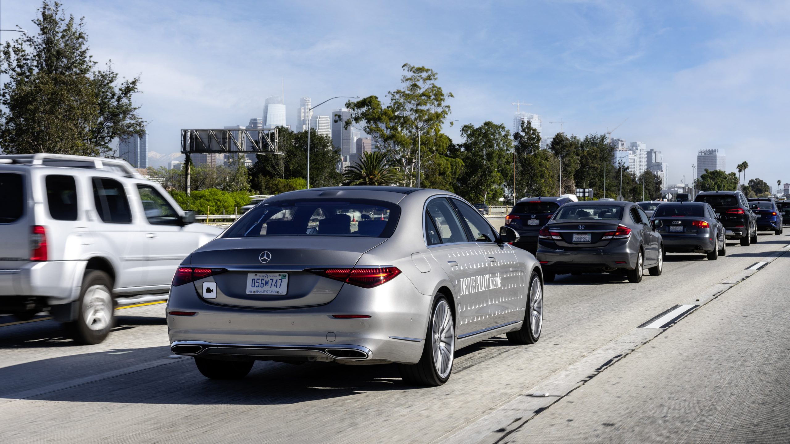 A Mercedes with the words 