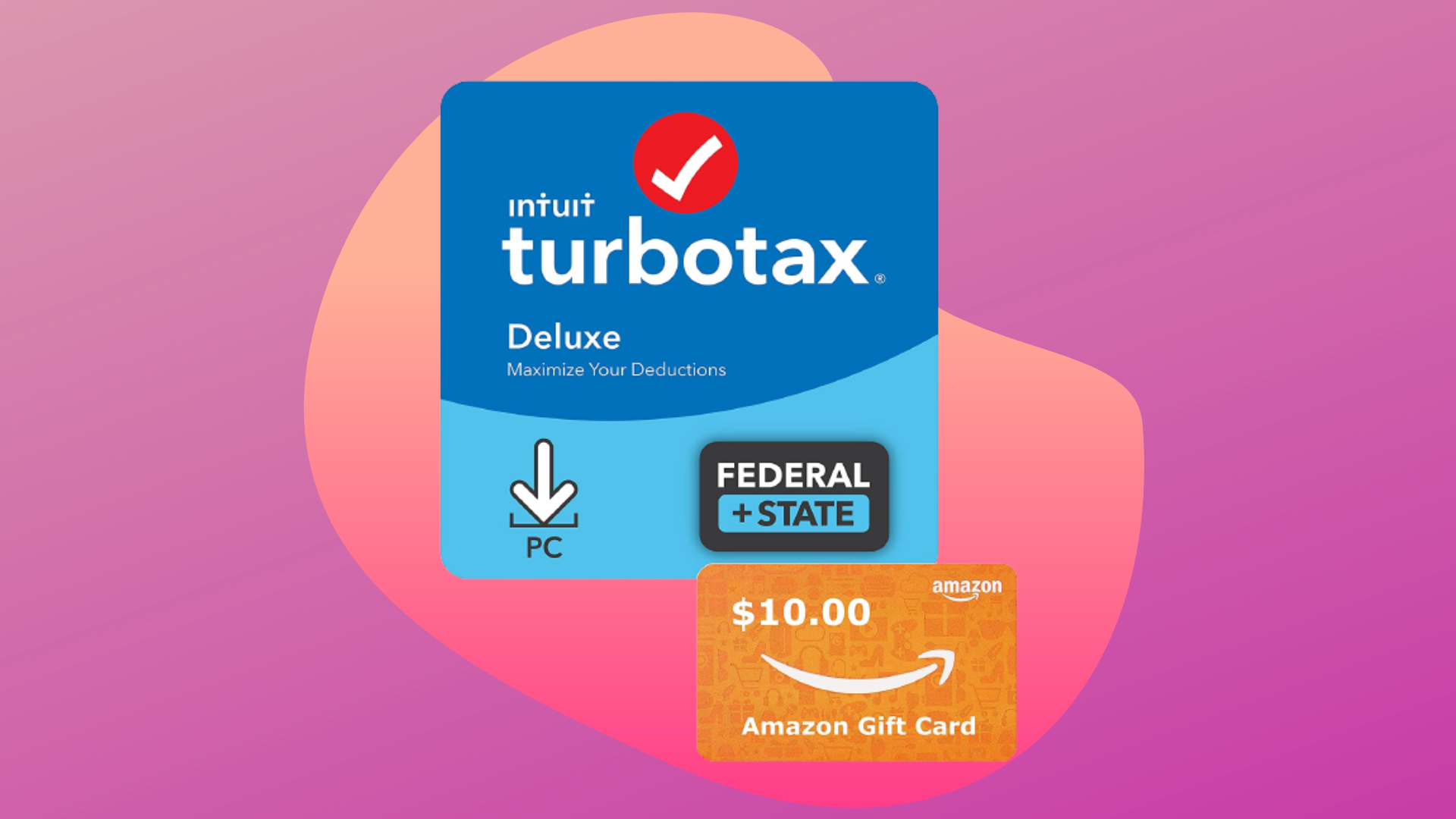 Intuit TurboTax Deluxe tax prep icon for PC download with $10 Amazon gift card