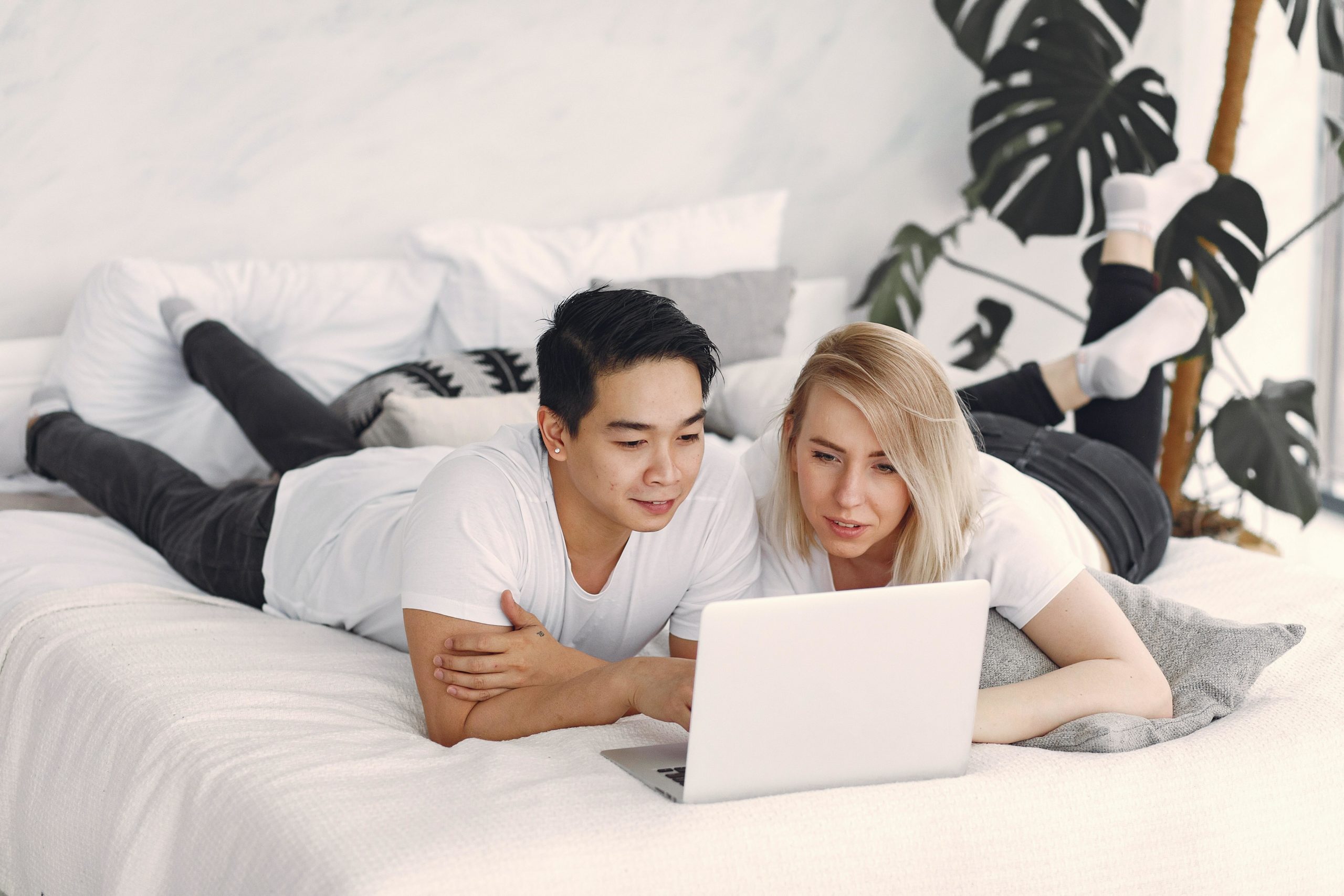 Couple watching laptop