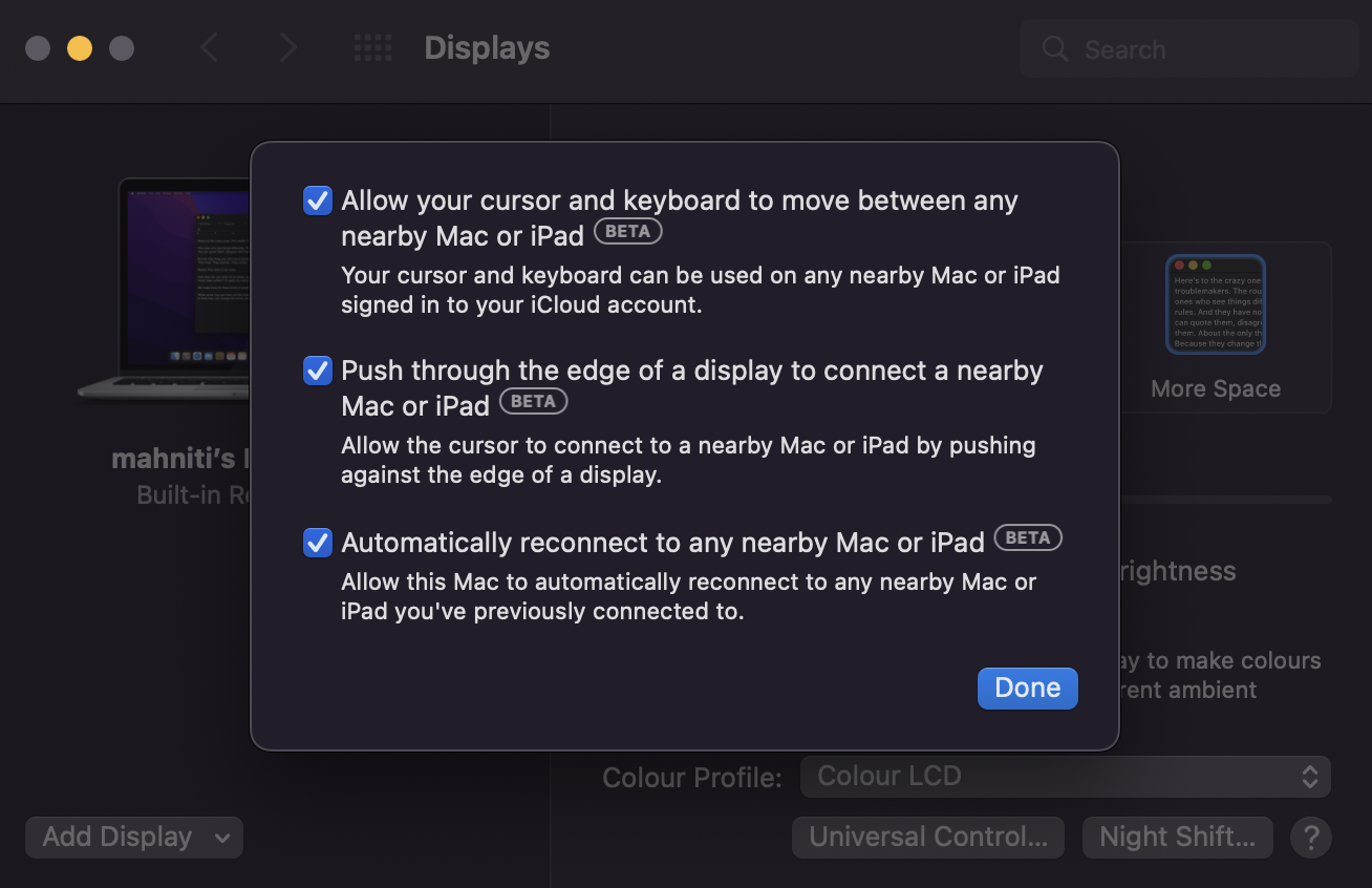 Apple's Universal Control feature