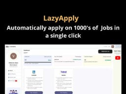 lazyapply home screen with profile screen and marketing text above