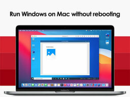 Macbook with windows screen open