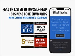 Self-help books next to phone screen and marketing text