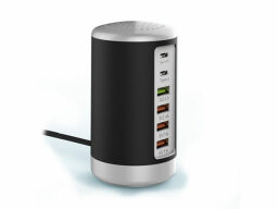 Black and silver cylinder of ports