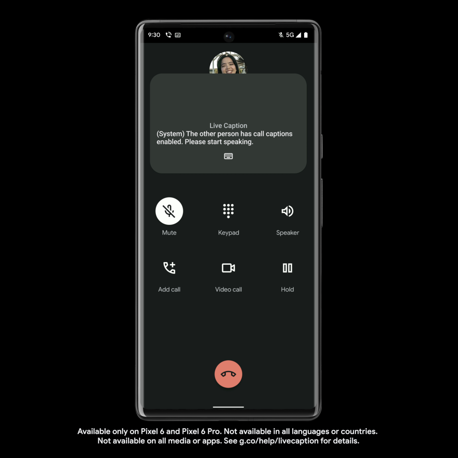 A Google Pixel call with Live Captions transcribing the caller's voice.