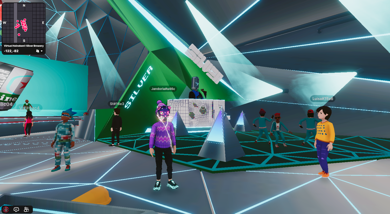 Screenshot of the dance floor in Heineken's Decentraland brewery.