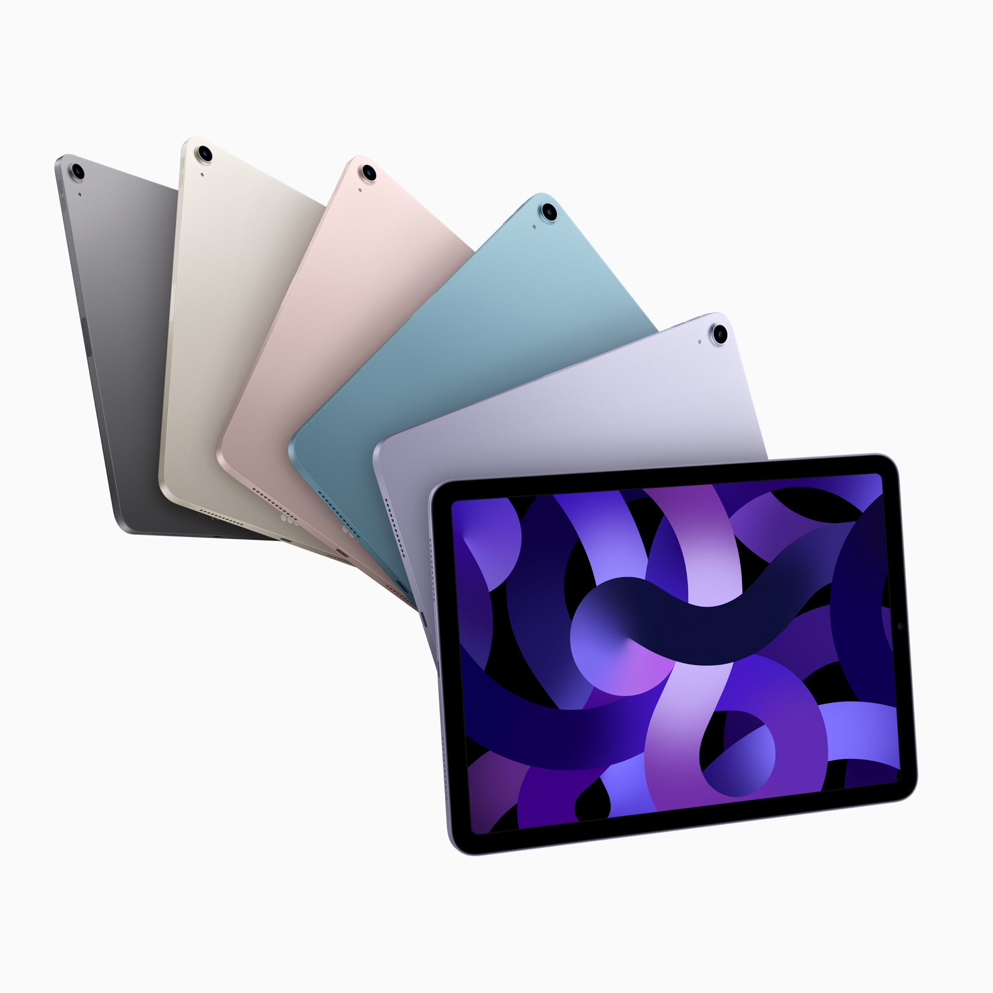 Image of iPad Air 5 fanned out in different colors
