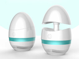 White mosquito repellent egg in closed and open forms