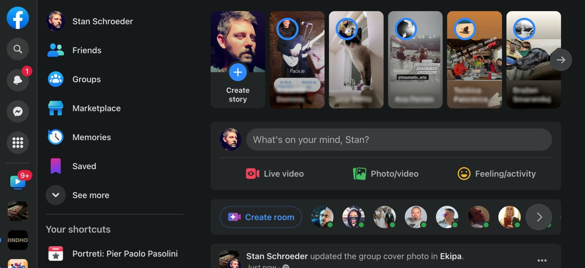 A screenshot of Facebook redesign showing two columns of menu buttons on the left beside each other.
