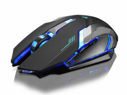 Black mouse with blue light accents