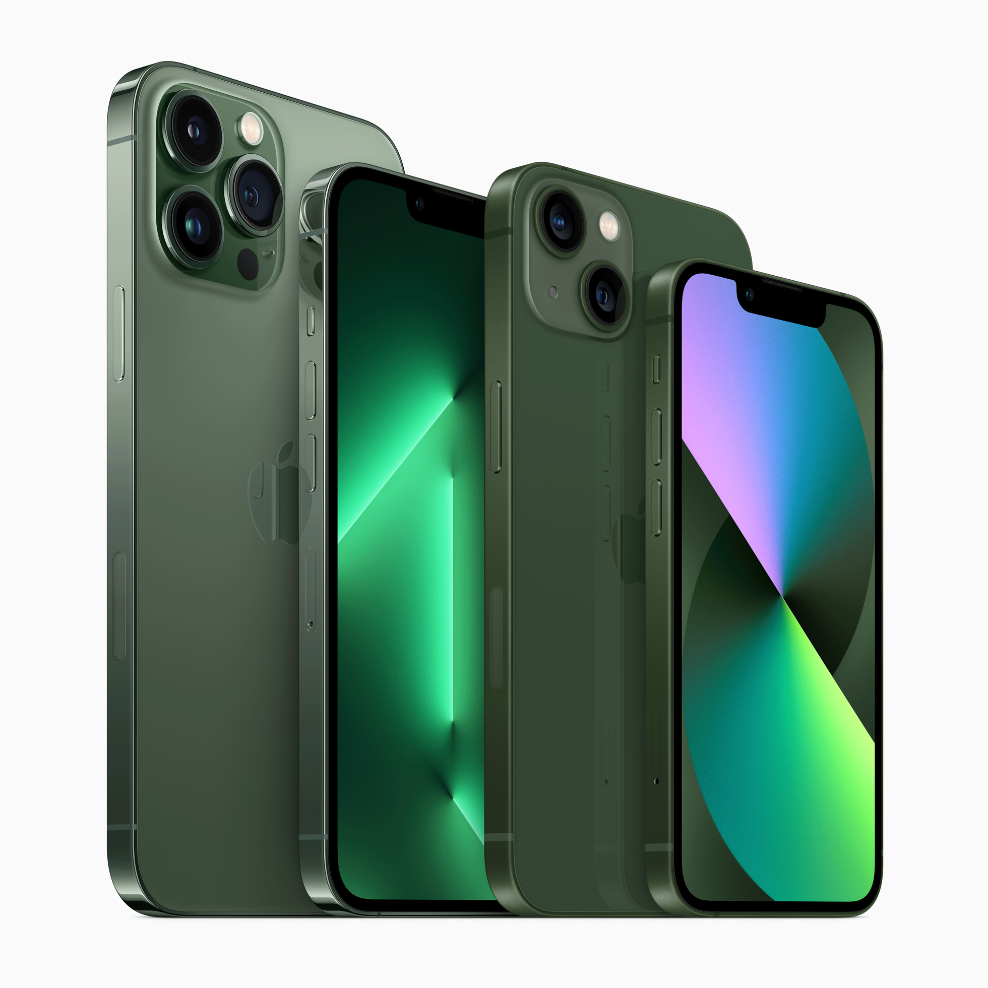 Image of iPhone 13 and iPhone 13 Pro in new shades of green