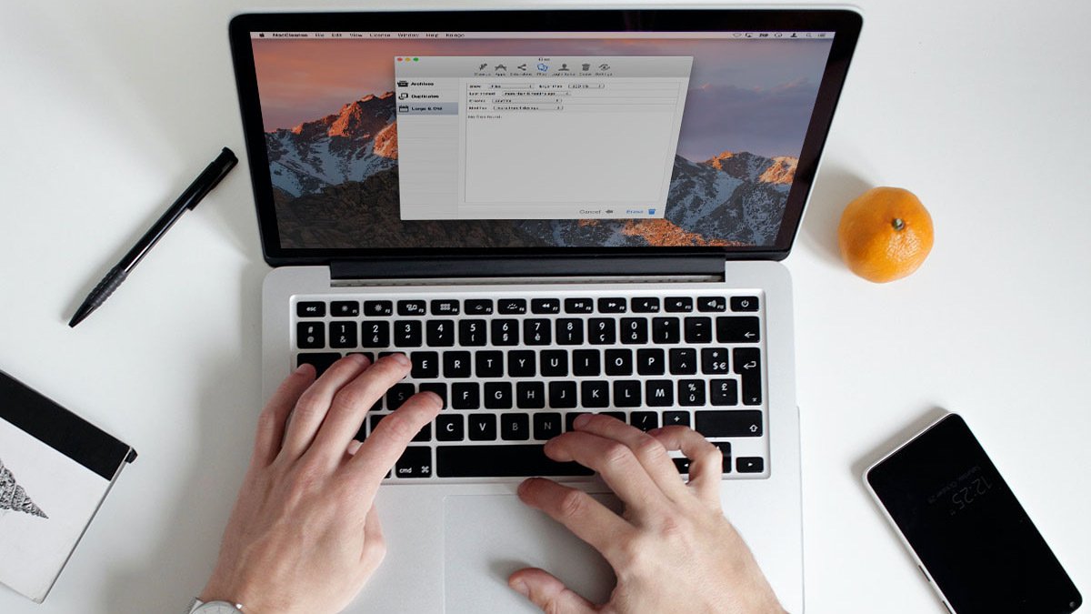 Hands on laptop with maccleanse window open