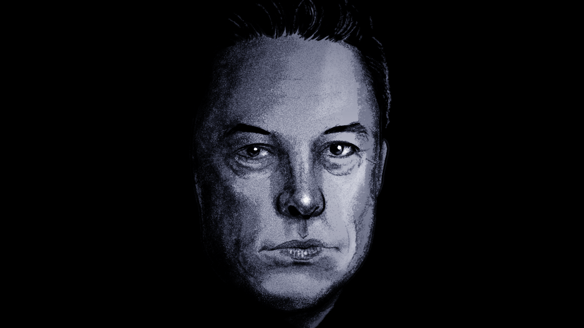 An illustration of Elon Musk in shadows.