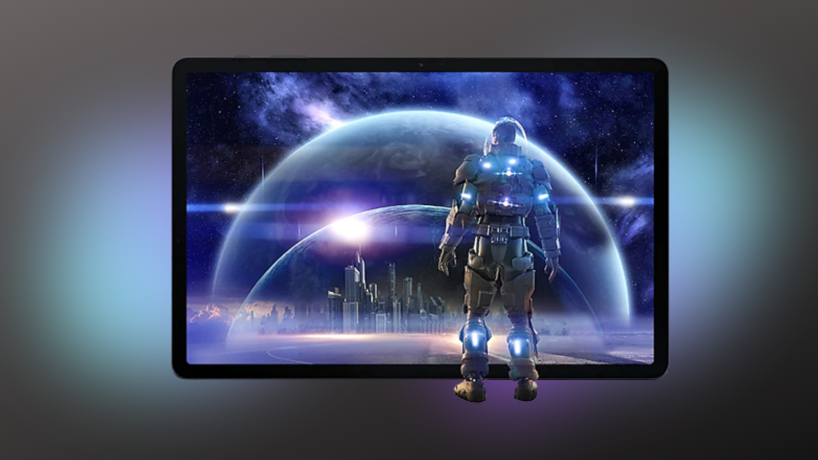 Samsung Galaxy Tab S7 FE with 3d astronaut on screen