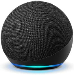 a charcoal fourth-gen echo dot