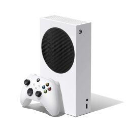 an xbox series s next to its xbox wireless controller