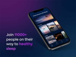 Ad text next to phone open on restly app with courses and videos on black screen