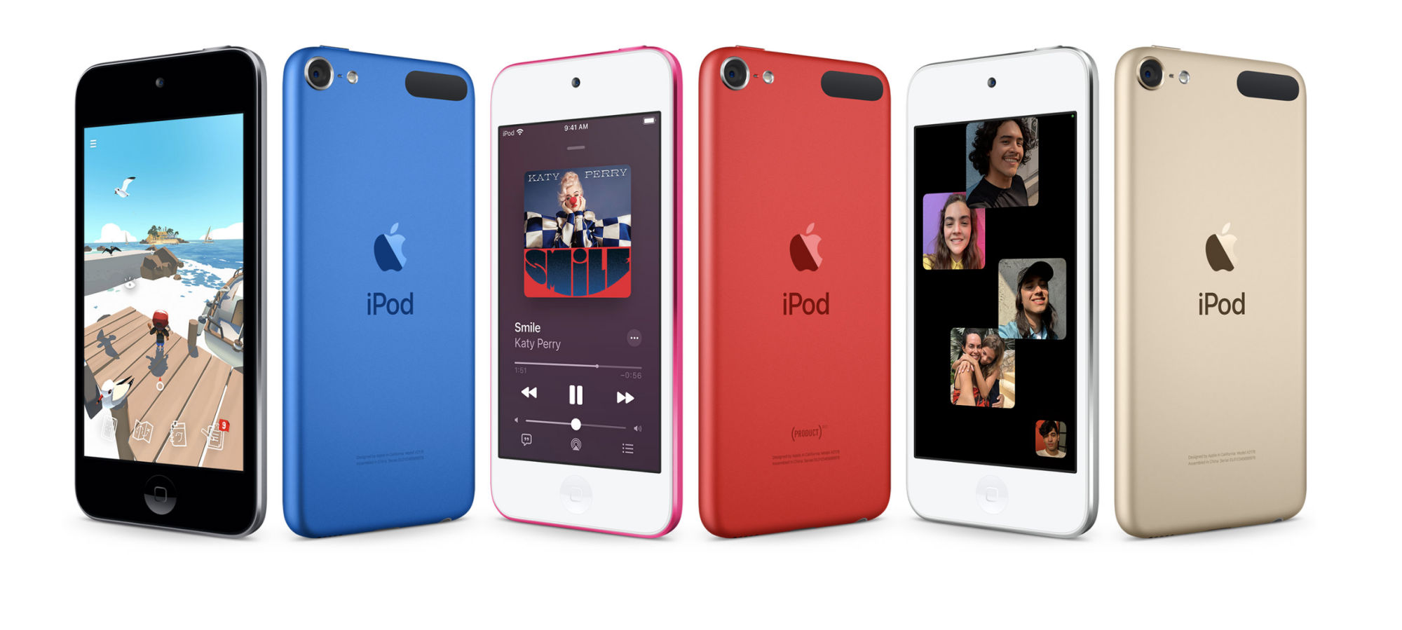 Image of multiple iPod touches next to each other in a line