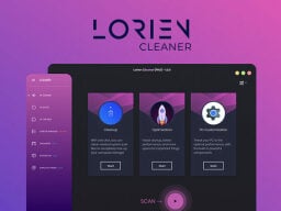 Purple cleaner app with cleanup, optimization, and pc customization options