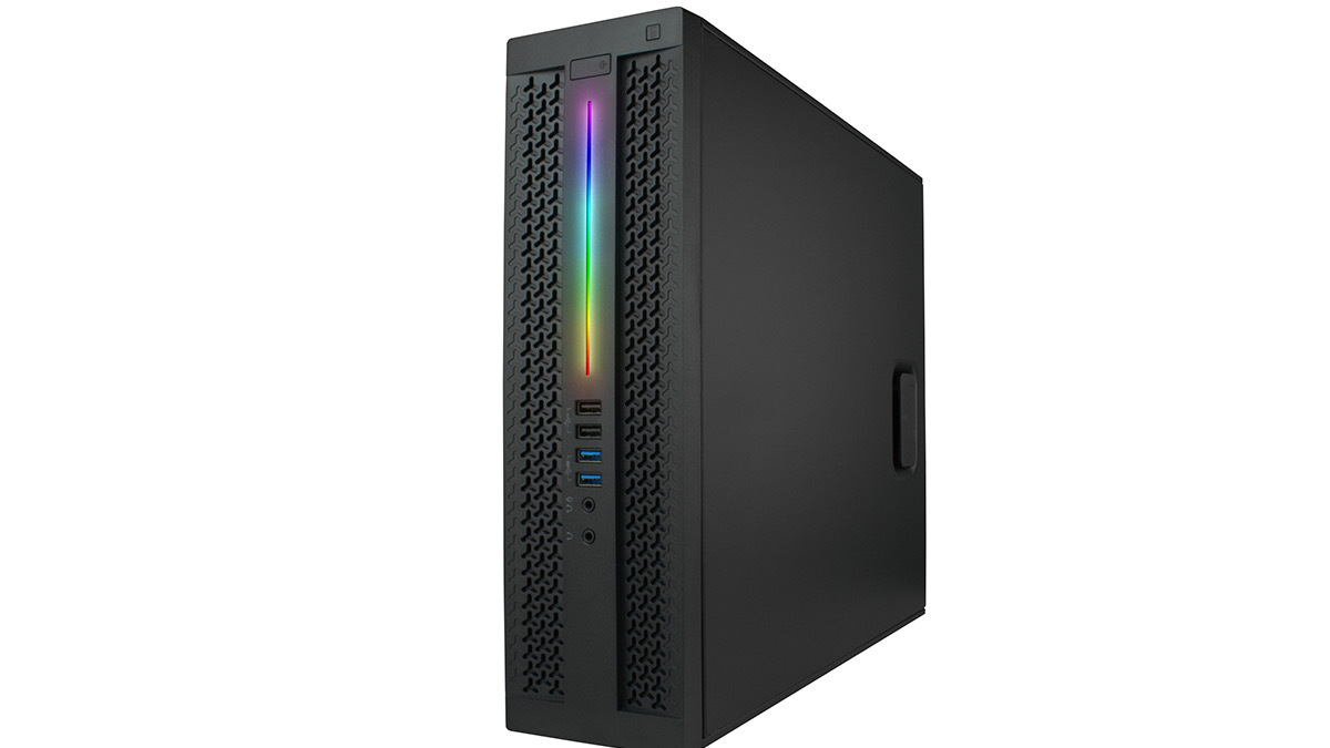 Black PC with rainbow light stripe