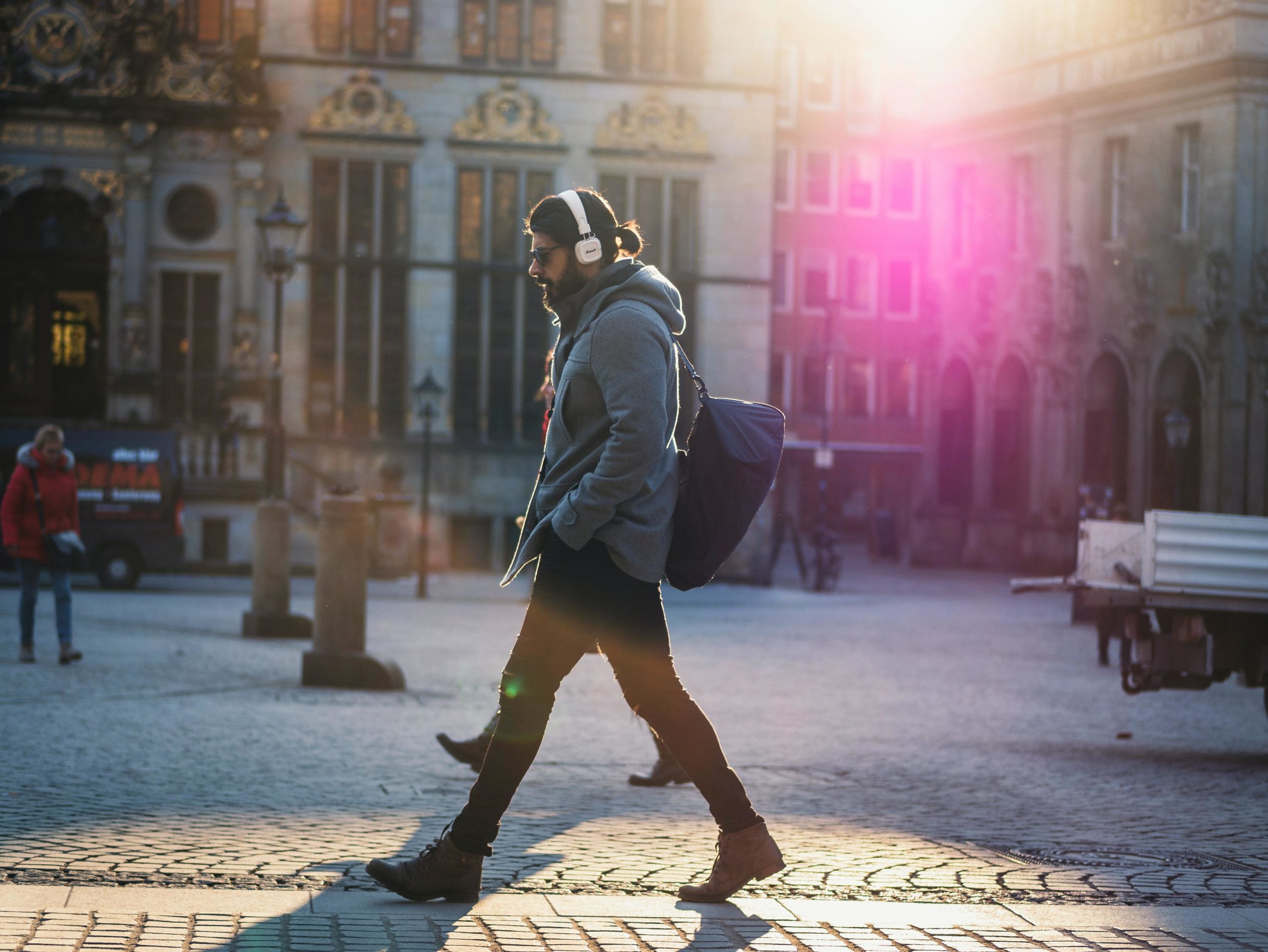 Man walking with headphones