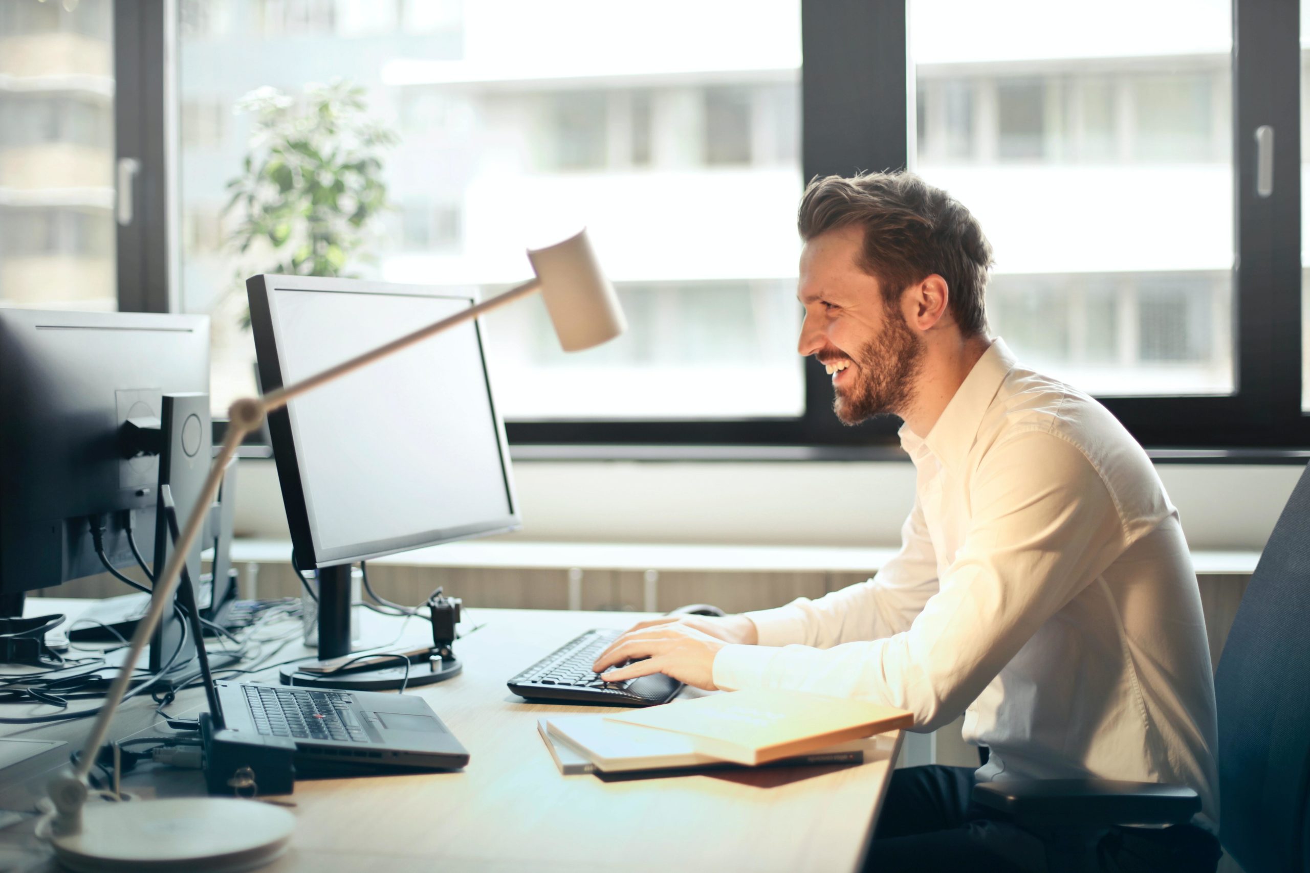 Man looking at laptop