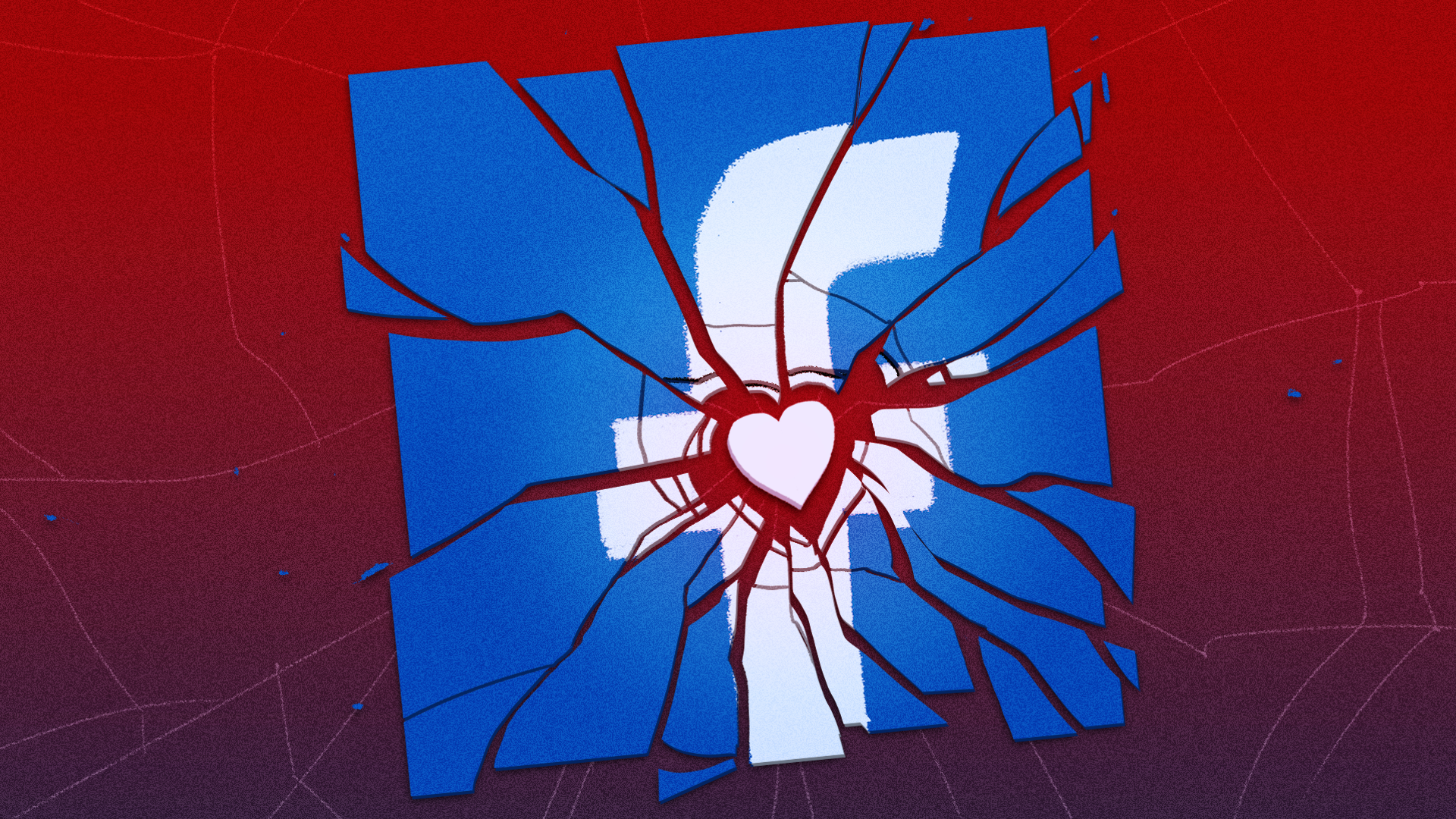 A broken Facebook logo