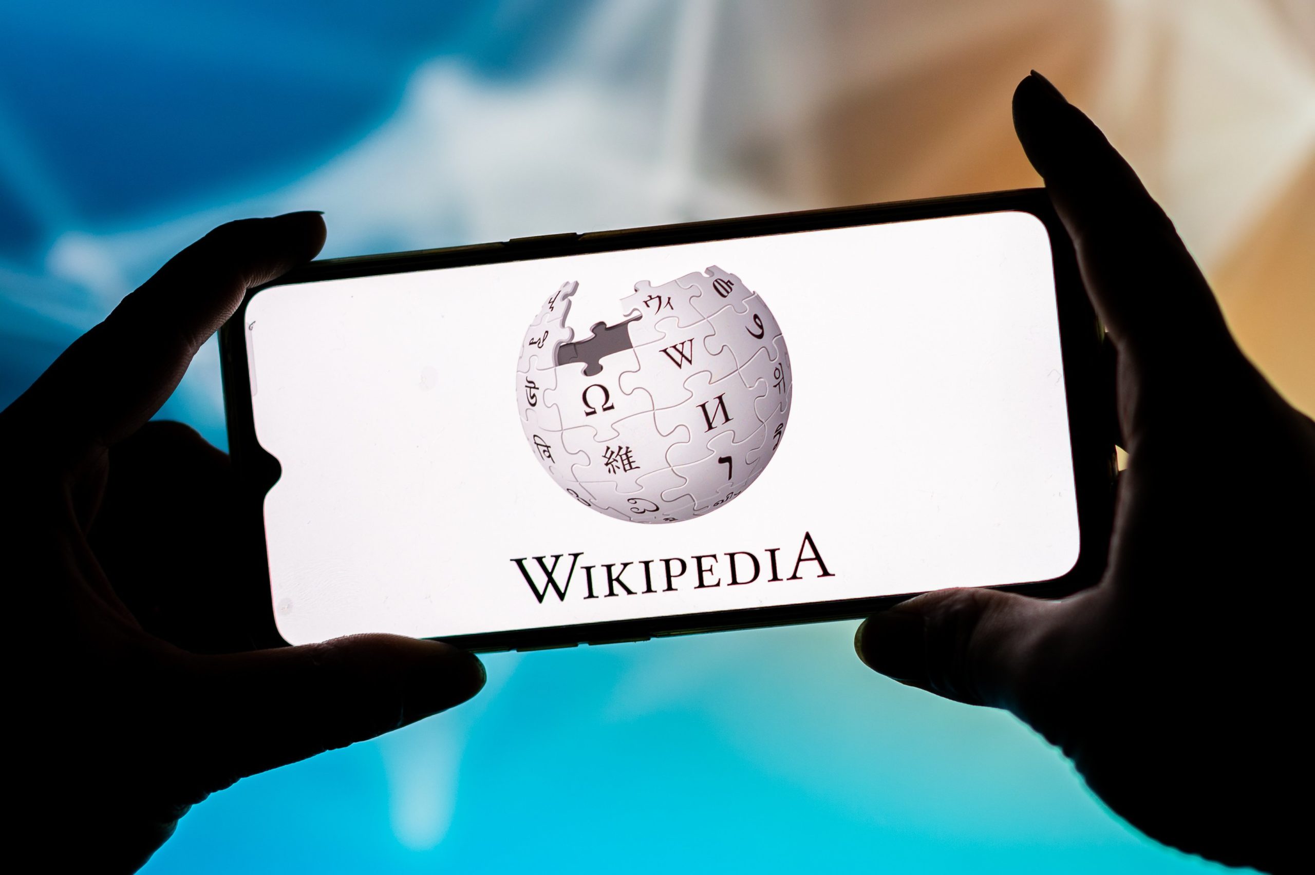 Wikipedia logo on mobile phone