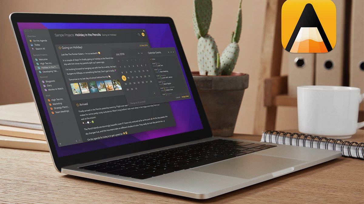 Macbook showing note-taking app