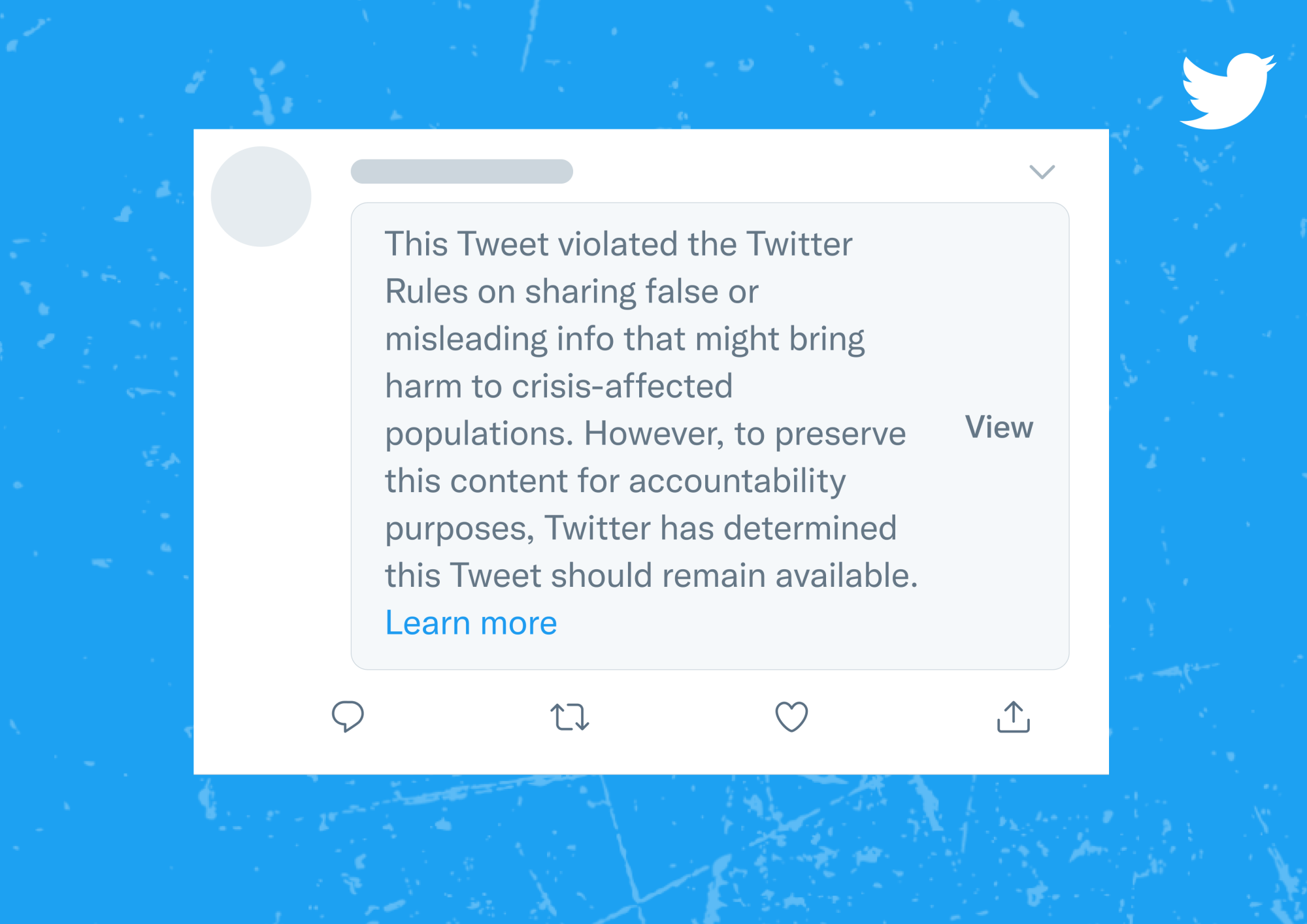 Twitter warning about misleading content during a crisis. 