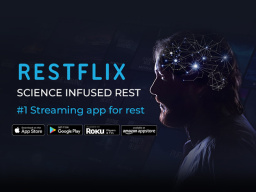 Profile of person with galaxy inside head next to ad text