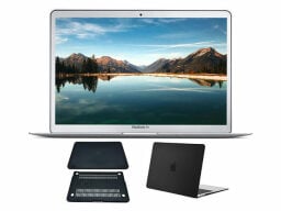 Silver laptop with lake background above different angles on laptop