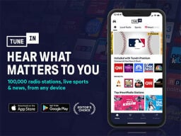 Phone screen with audio sources next to ad text