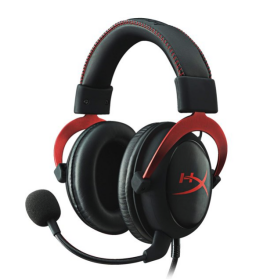 black and red gaming headset