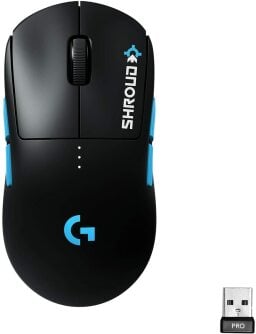 Black and blue mouse with shroud in text on side