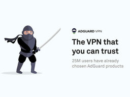 Ninja illustration next to ad text