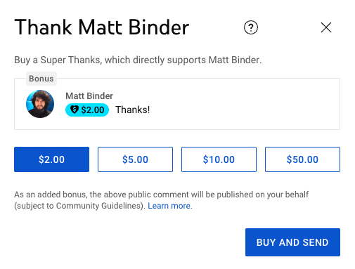 YouTube Super Thanks