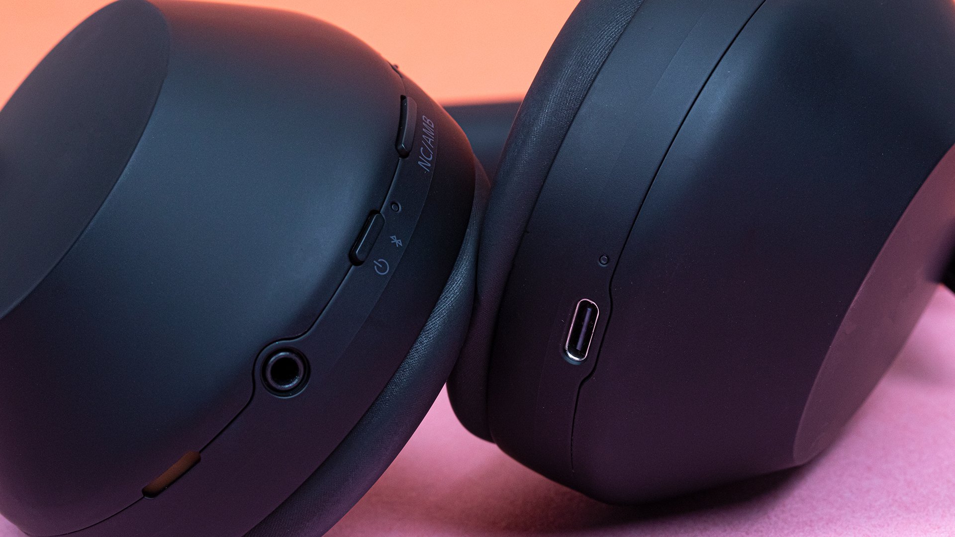 close-up of headphones' buttons